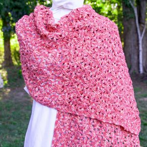 Rose Petal Crochet Cotton Shawl