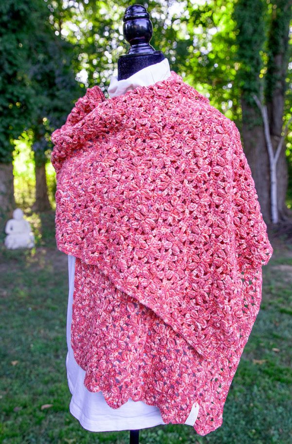 Rose Petal Crochet Cotton Shawl
