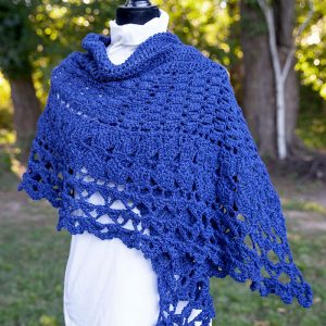 Blue Wings Crochet Cotton Shawl
