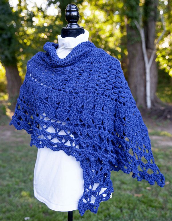 Blue Wings Crochet Cotton Shawl