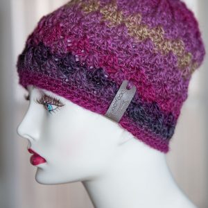Crochet Pinecone Wool Mohair Magenta Beanie Hat