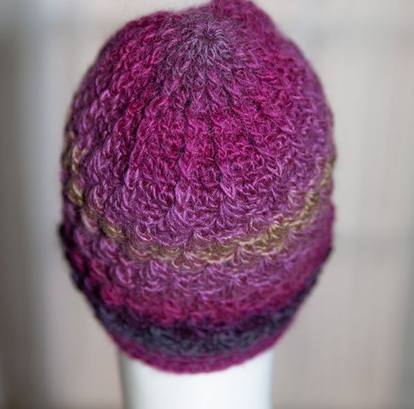 Crochet Pinecone Wool Mohair Magenta Beanie Hat