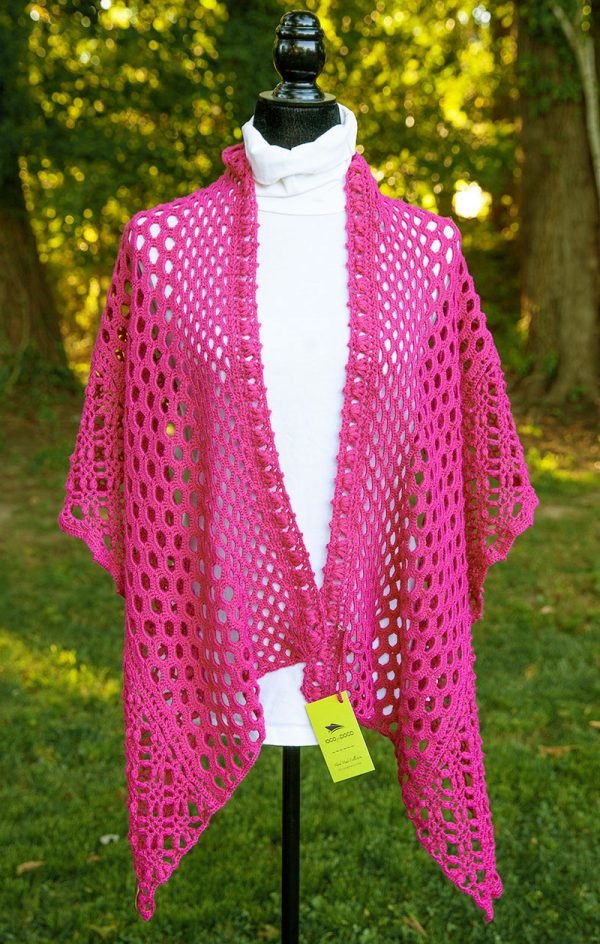 Magenta Lace Acrylic Crochet Shawl